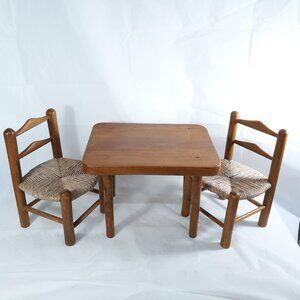 Doll Table and Chairs Vintage Wooden Ladder Back Chairs
